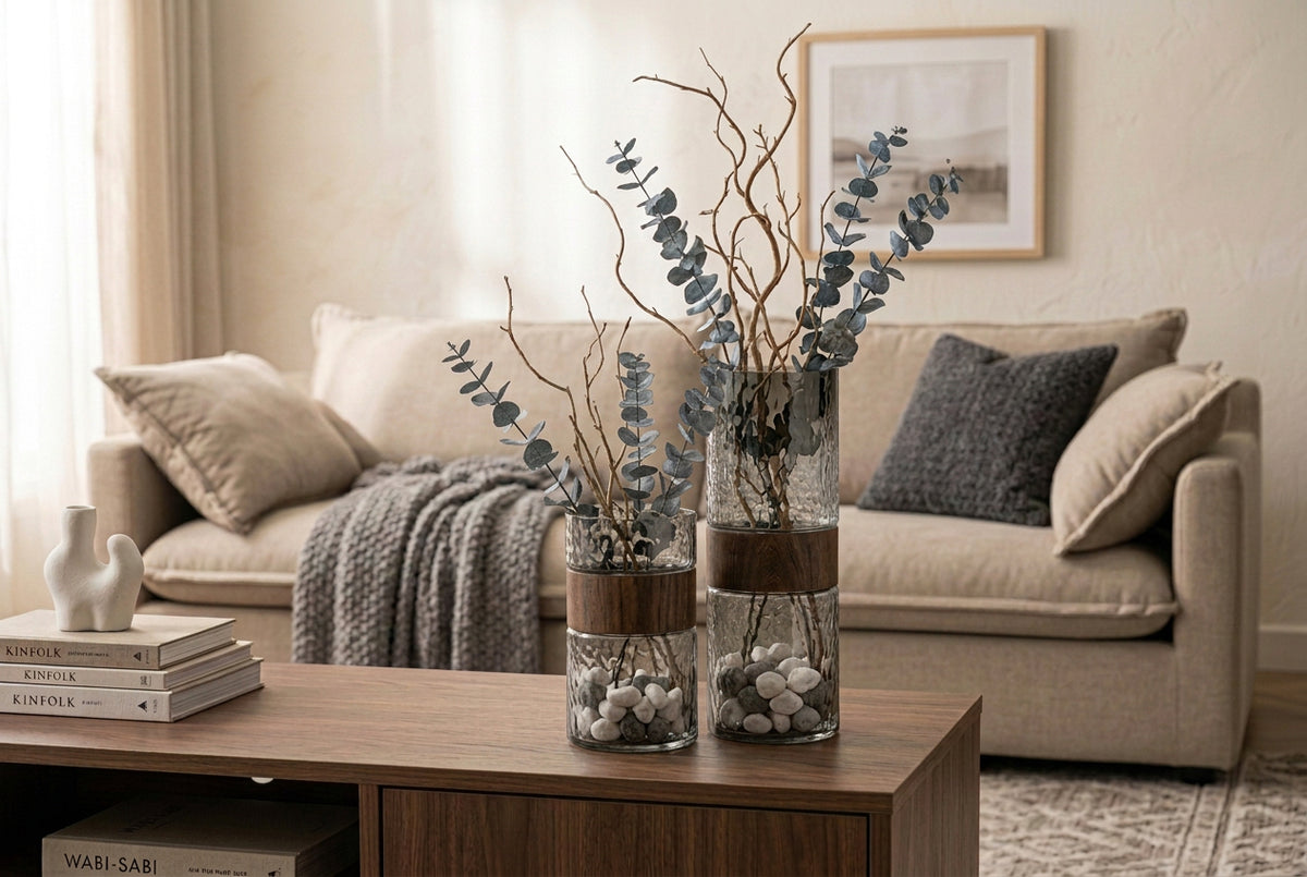 Vases Cylindriques Fumés – Élégance Naturelle