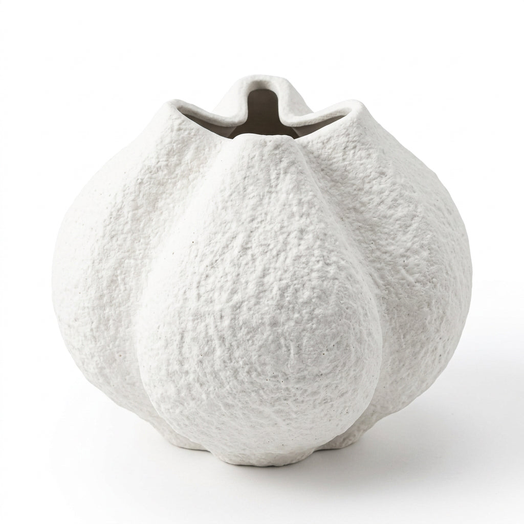 Vase décoratif Pétale – Design sculptural ivoire texturé