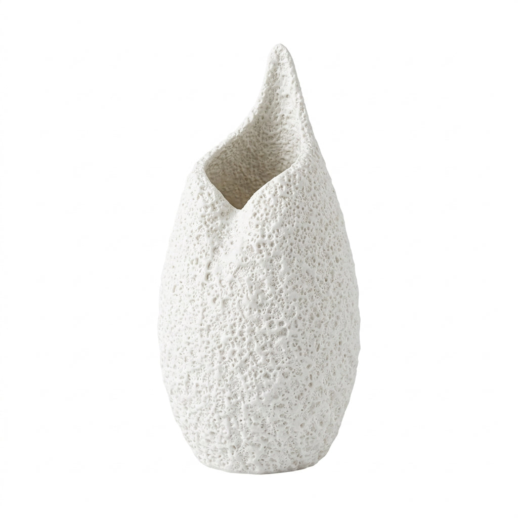Vase décoratif Épure – Blanc texturé, silhouette sculpturale
