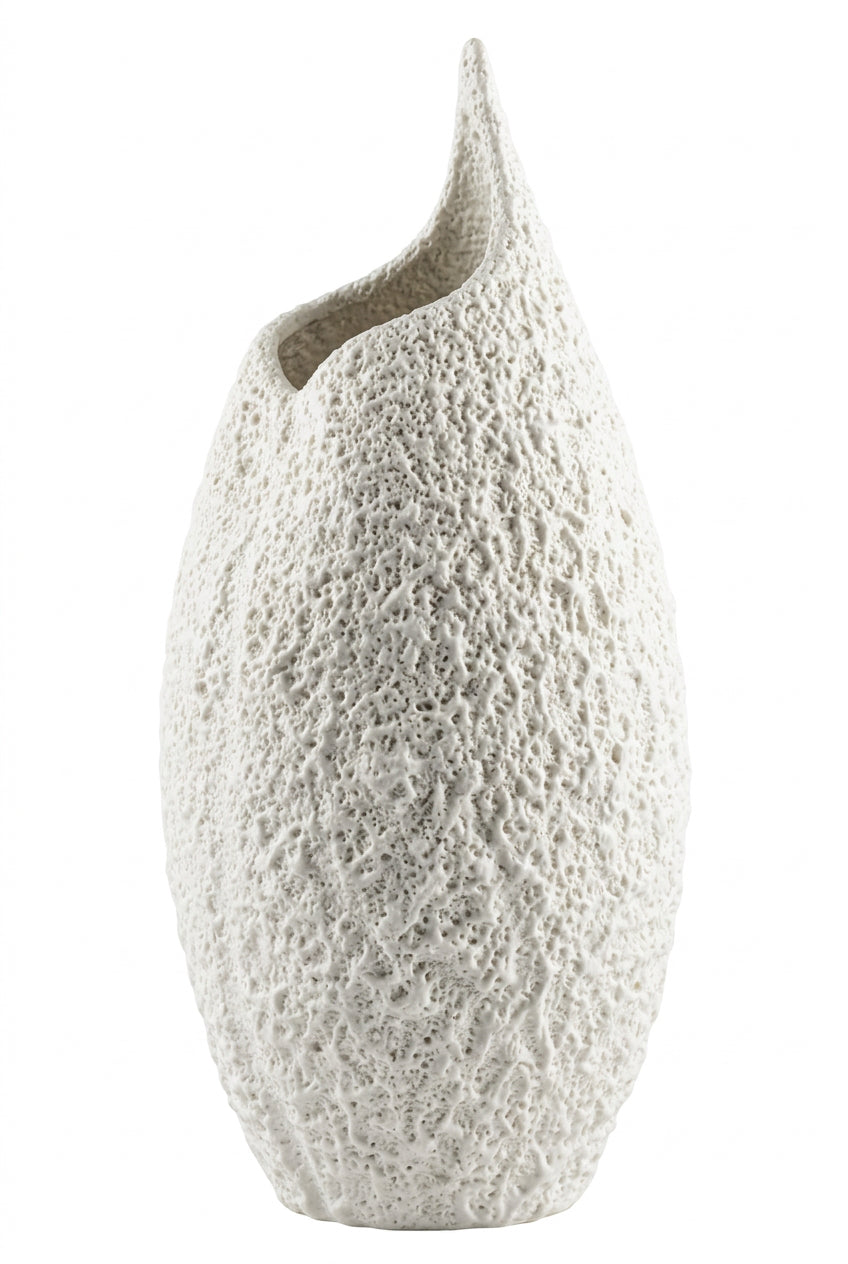 Vase décoratif Épure – Blanc texturé, silhouette sculpturale