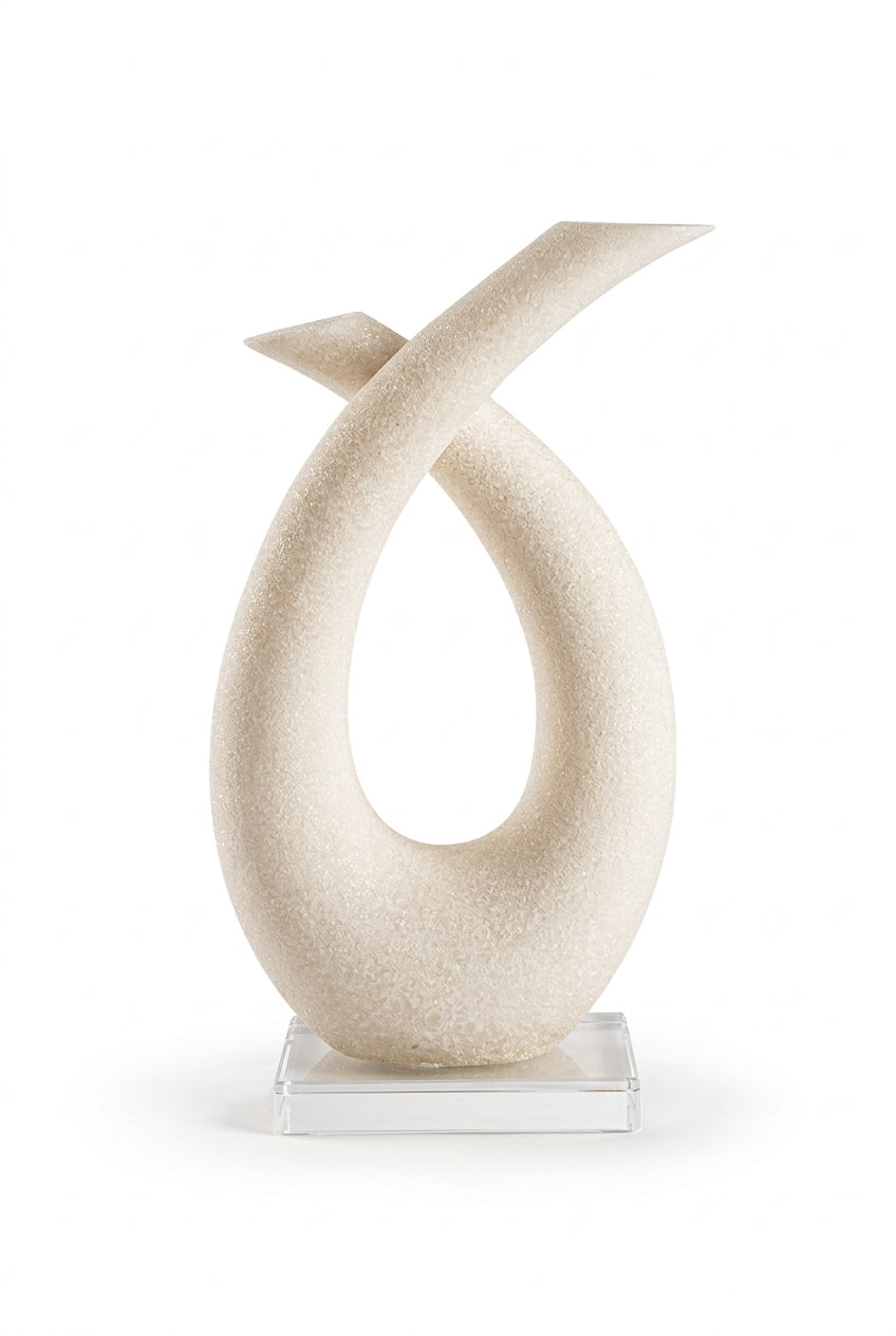 Vase Sculptural Moderne Ivoire – Objet Décoratif Design sur Socle Transparent